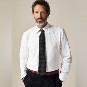 J. Crew Men's White Slim Portuese Cotton Oxford Dress Shirt, Size 15/34